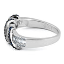 Sterling Silver Exotic Twisted Blue Spinel CZ Ring