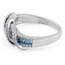 Sterling Silver Exotic Twisted Blue Topaz & Clear CZ Ring