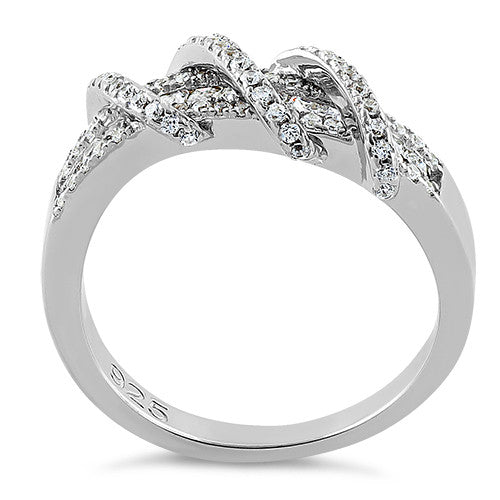 Sterling Silver Exotic Twisted CZ Ring