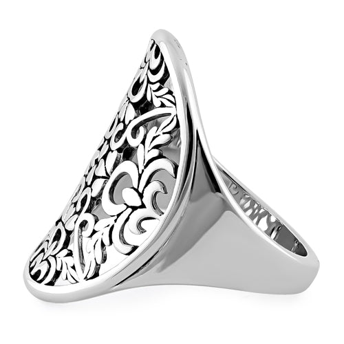 Sterling Silver Extragant Hearts & Vines Ring