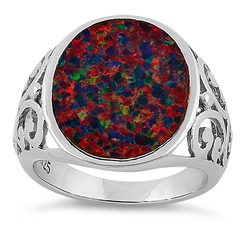 Sterling Silver Extravagant Black Lab Opal Ring