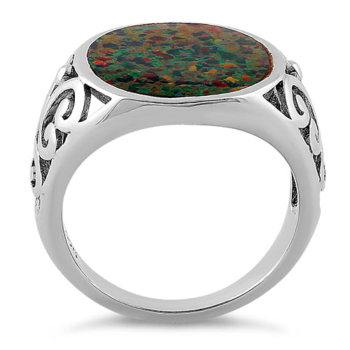 Sterling Silver Extravagant Black Lab Opal Ring