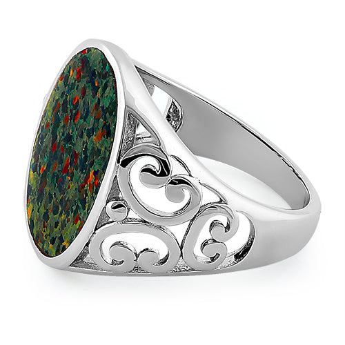 Sterling Silver Extravagant Black Lab Opal Ring