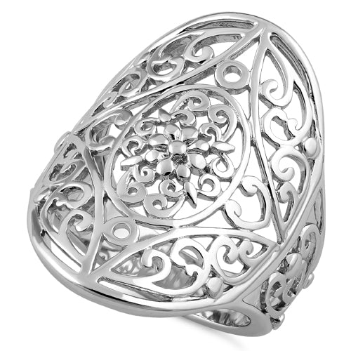 Sterling Silver Extravagant Flower Vines Ring