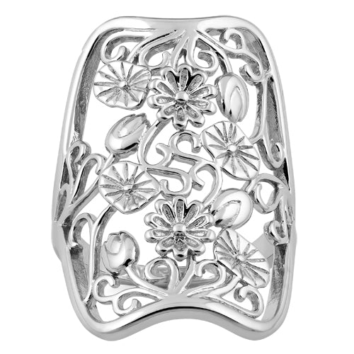 Sterling Silver Extravagant Flowers Ring