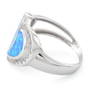 Sterling Silver Extravagant Heart Lab Opal Ring