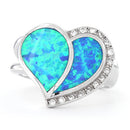 Sterling Silver Extravagant Heart Lab Opal Ring