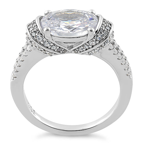 Sterling Silver Extravagant Oval CZ Ring