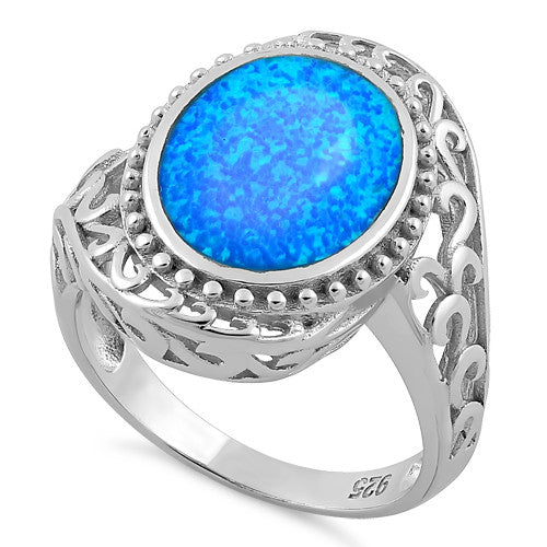 Sterling Silver Extravagant Oval Lab Opal Ring