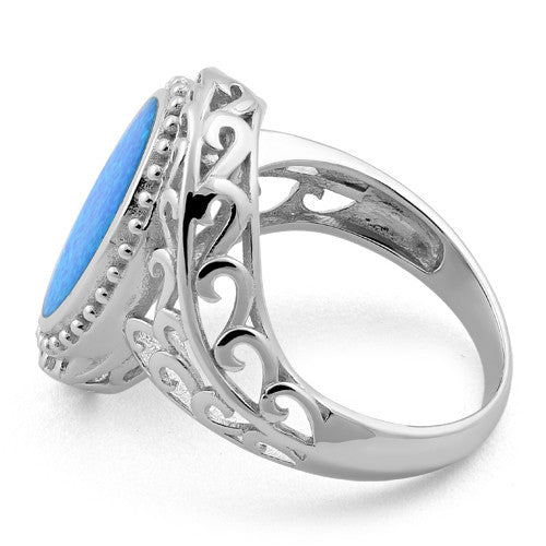 Sterling Silver Extravagant Oval Lab Opal Ring