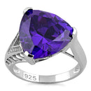Sterling Silver Extravagant Trillion Amethyst CZ Ring