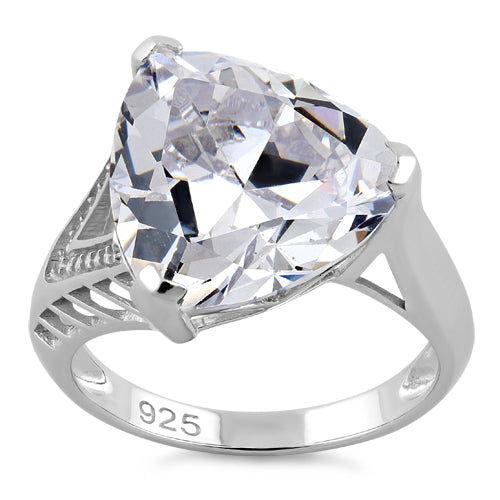 Sterling Silver Extravagant Trillion Clear CZ Ring