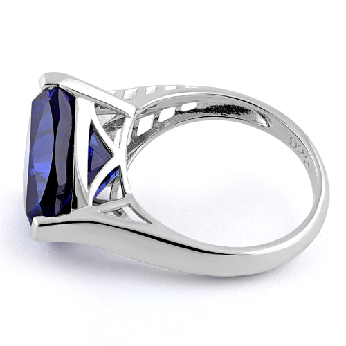 Sterling Silver Extravagant Trillion Tanzanite CZ Ring