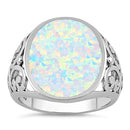 Sterling Silver Extravagant White Lab Opal Ring