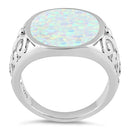 Sterling Silver Extravagant White Lab Opal Ring