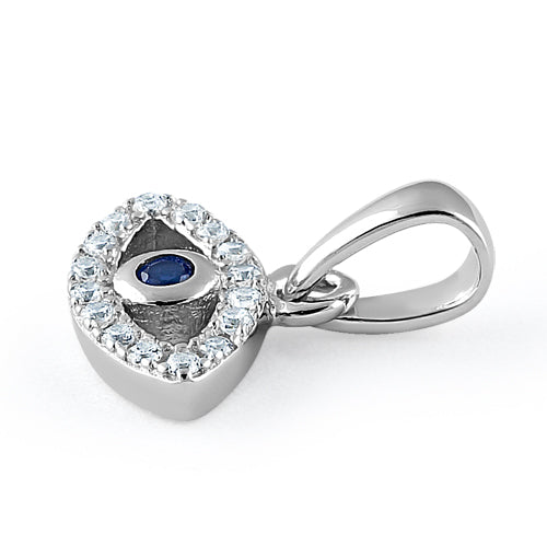 Sterling Silver Eye Blue Spinel CZ Pendant