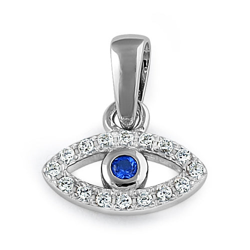 Sterling Silver Eye Blue Spinel CZ Pendant