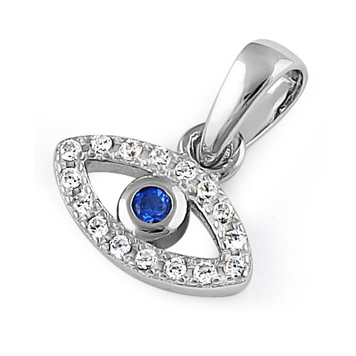 Sterling Silver Eye Blue Spinel CZ Pendant