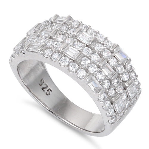 Sterling Silver False Stacking CZ Pave Ring