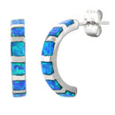 Sterling Silver Fancy Lab Opal Earrings