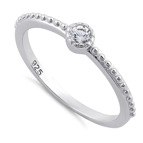 Sterling Silver Fancy Round Cut Clear CZ Ring