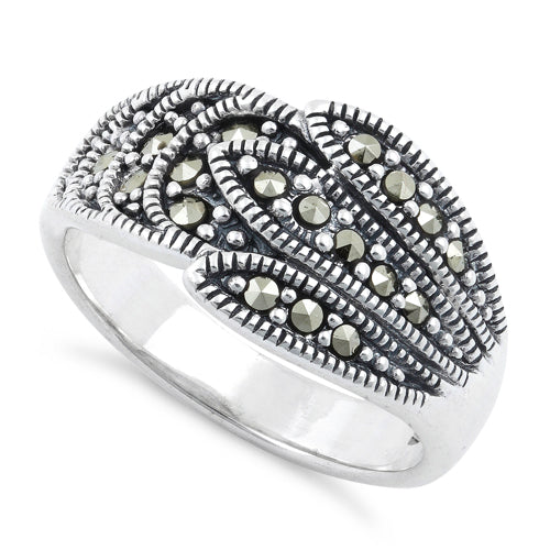 Sterling Silver Feather Marcasite Ring