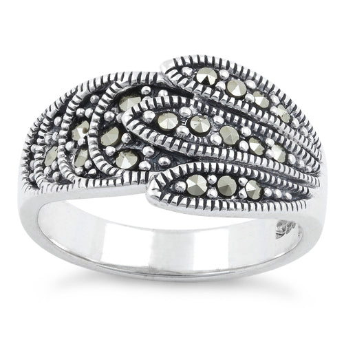 Sterling Silver Feather Marcasite Ring