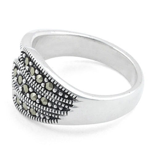 Sterling Silver Feather Marcasite Ring