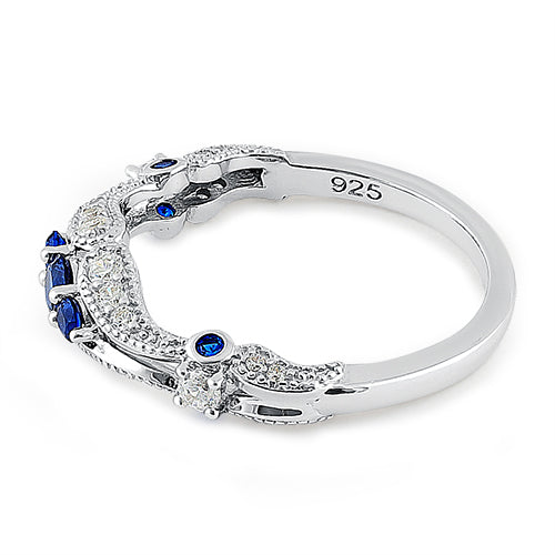 Sterling Silver Filigree Blue Spinel CZ Ring