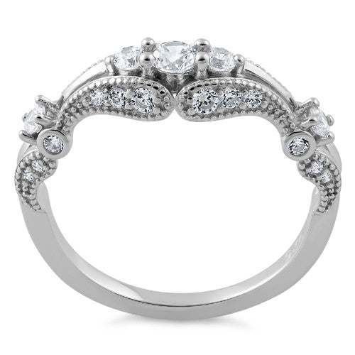 Sterling Silver Filigree Clear CZ Ring