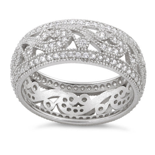 Sterling Silver Filigree CZ Ring