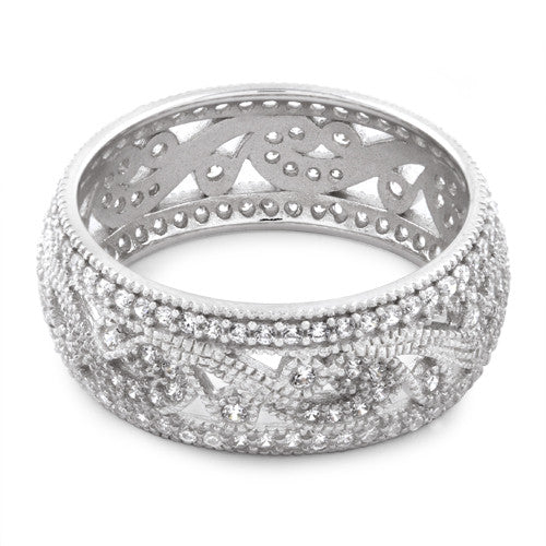 Sterling Silver Filigree CZ Ring