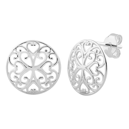 Sterling Silver Filigree Heart Earrings