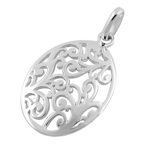 Sterling Silver Filigree Oval Pendant