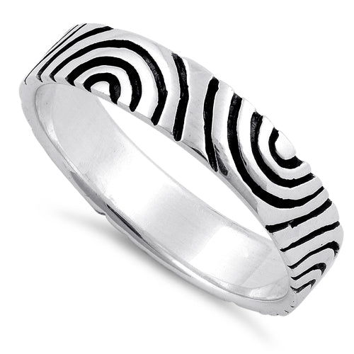 Sterling Silver Fingerprint Band Ring