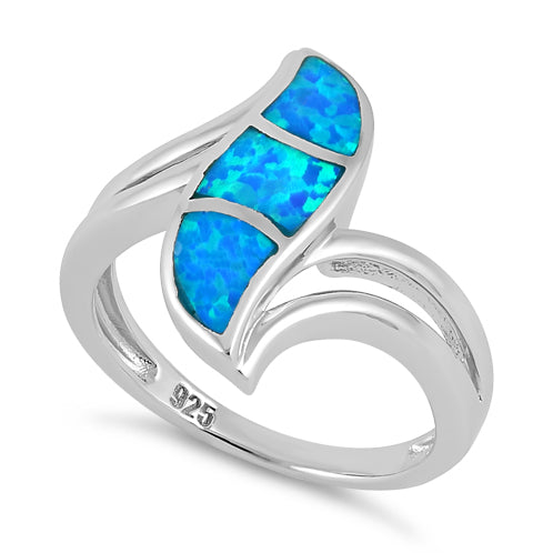 Sterling Silver Fire Shape Blue Lab Opal Ring