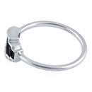 Sterling Silver Five Radiant Cut Black CZ Ring