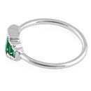 Sterling Silver Five Radiant Cut Emerald CZ Ring