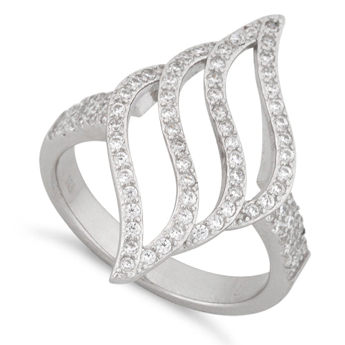 Sterling Silver Flame Pave CZ Ring