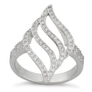 Sterling Silver Flame Pave CZ Ring