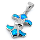 Sterling Silver Fleur-de-lis Blue Lab Opal Pendant