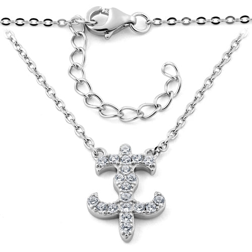 Sterling Silver Fleur-de-lis CZ Necklace