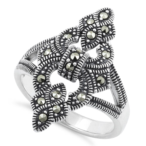 Sterling Silver Fleur-de-lis Marcasite Ring