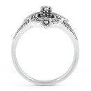 Sterling Silver Fleur-de-lis Marcasite Ring