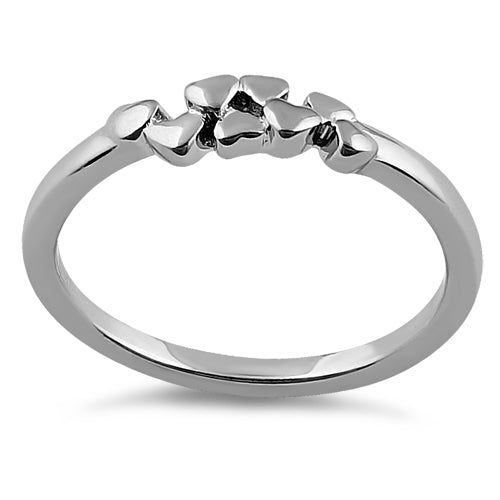 Sterling Silver Floating Hearts Ring