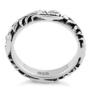 Sterling Silver Floral 3.5mm Band Ring