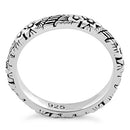 Sterling Silver Floral 3mm Band Ring