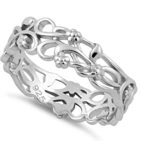 Sterling Silver Floral Band Ring