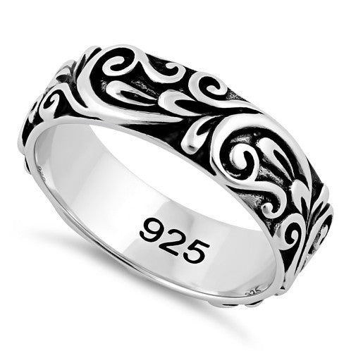 Sterling Silver Floral Band Ring