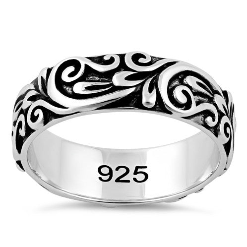 Sterling Silver Floral Band Ring